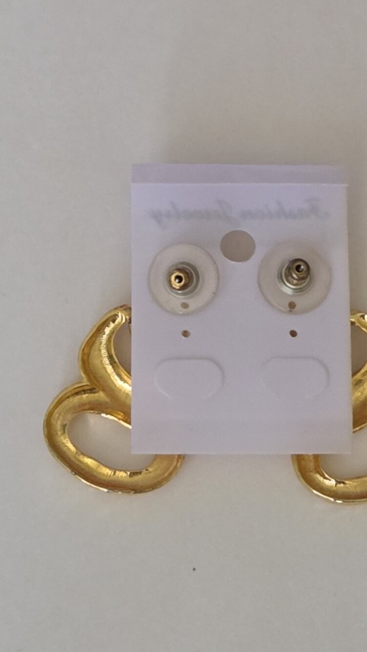 Fashion Jewerly Gold-Tone Hammered Link Drop Earrings NWT - Picture 2 of 3